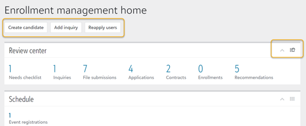 EMS homepage new buttons